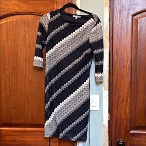Elegant Black and Gray Chevron Dress